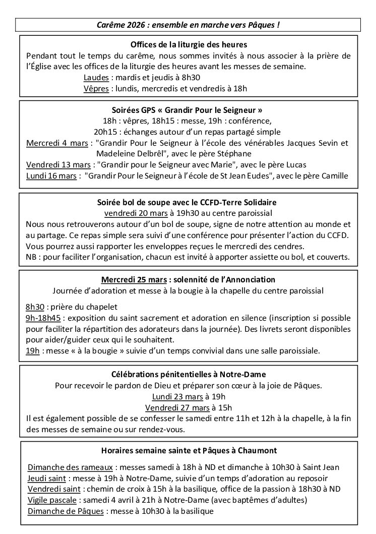 Carême : ensemble vers Pâques !
